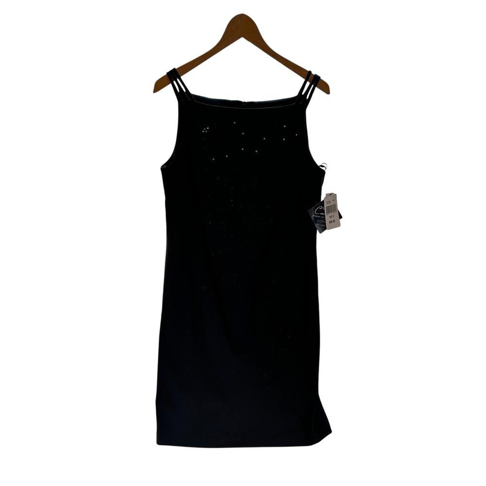 NWT 90s Y2K Rampage CDC Black Sequin Beaded‎ Party Dress USA Square Neck Sz 12